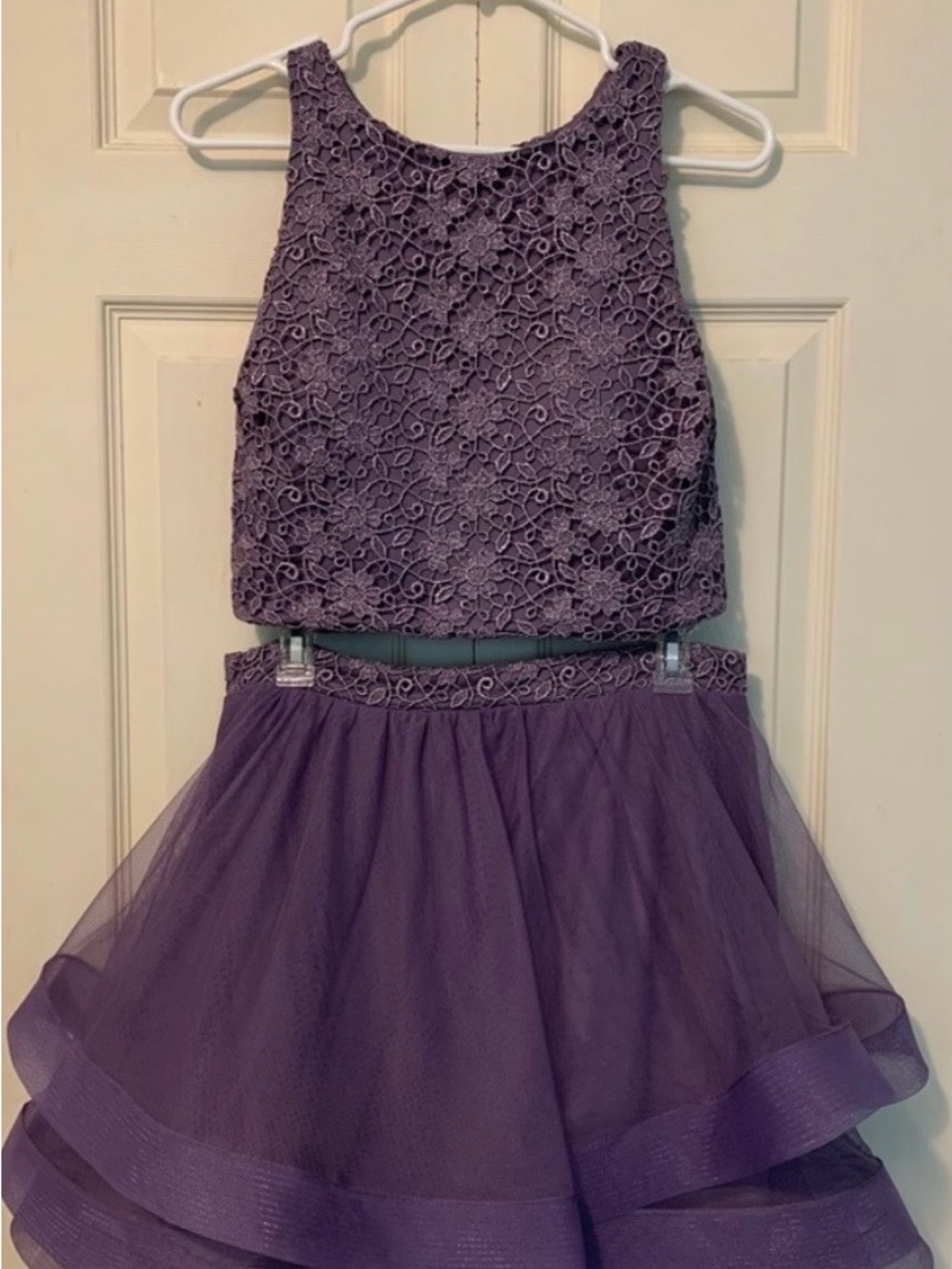 Junior’s Purple Lace & Tulle Party Dress